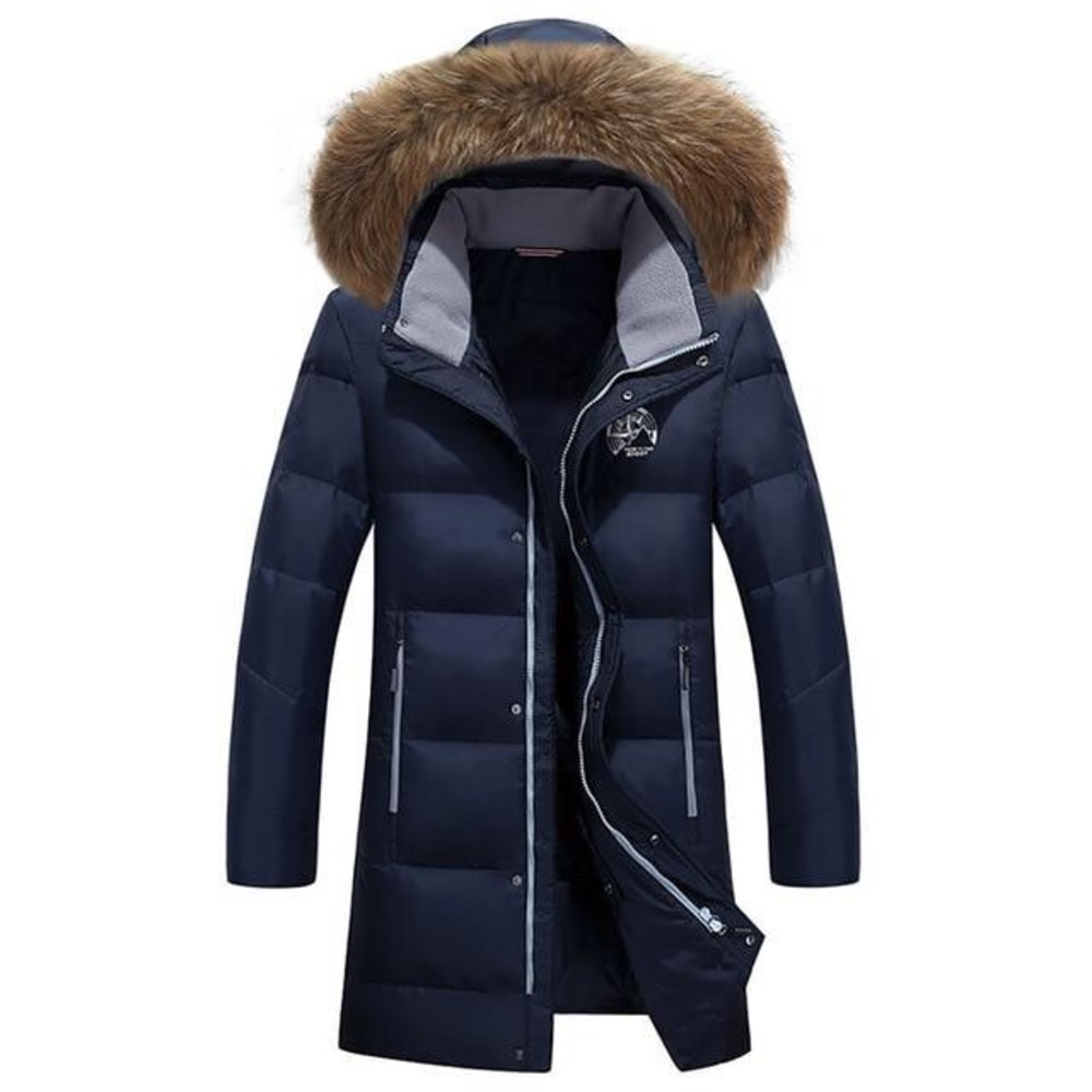 Parkas Men's Jacket Hooded Duck Fur Collar - Picture 2 of 2